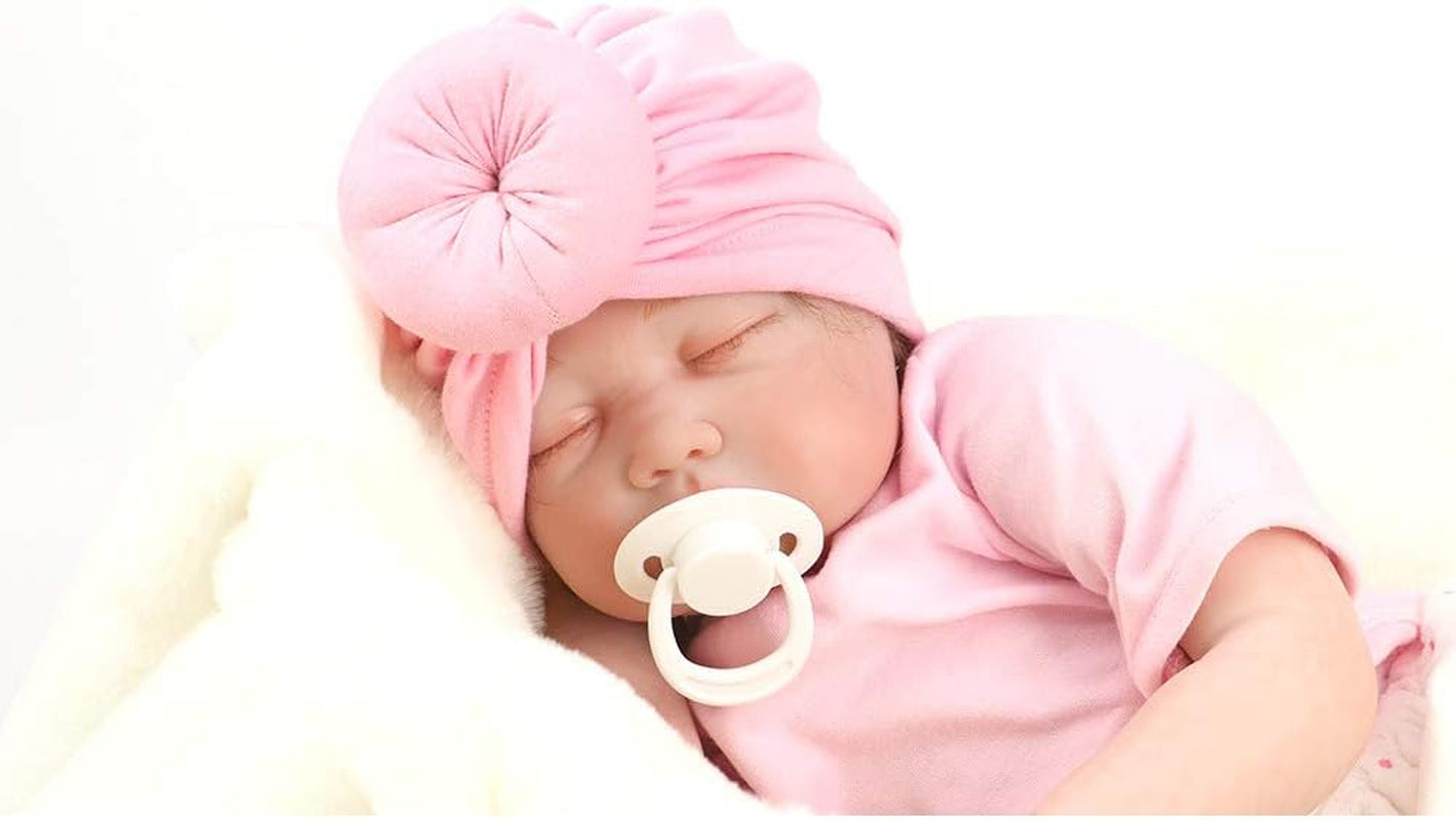 AKAISIHN Baby Turbans Newborn Girl Headwraps Baby Girl Beanie Hat with Bow Hospital Nursery Hat, 7Pcs Knot Baby Hat, Adjustable