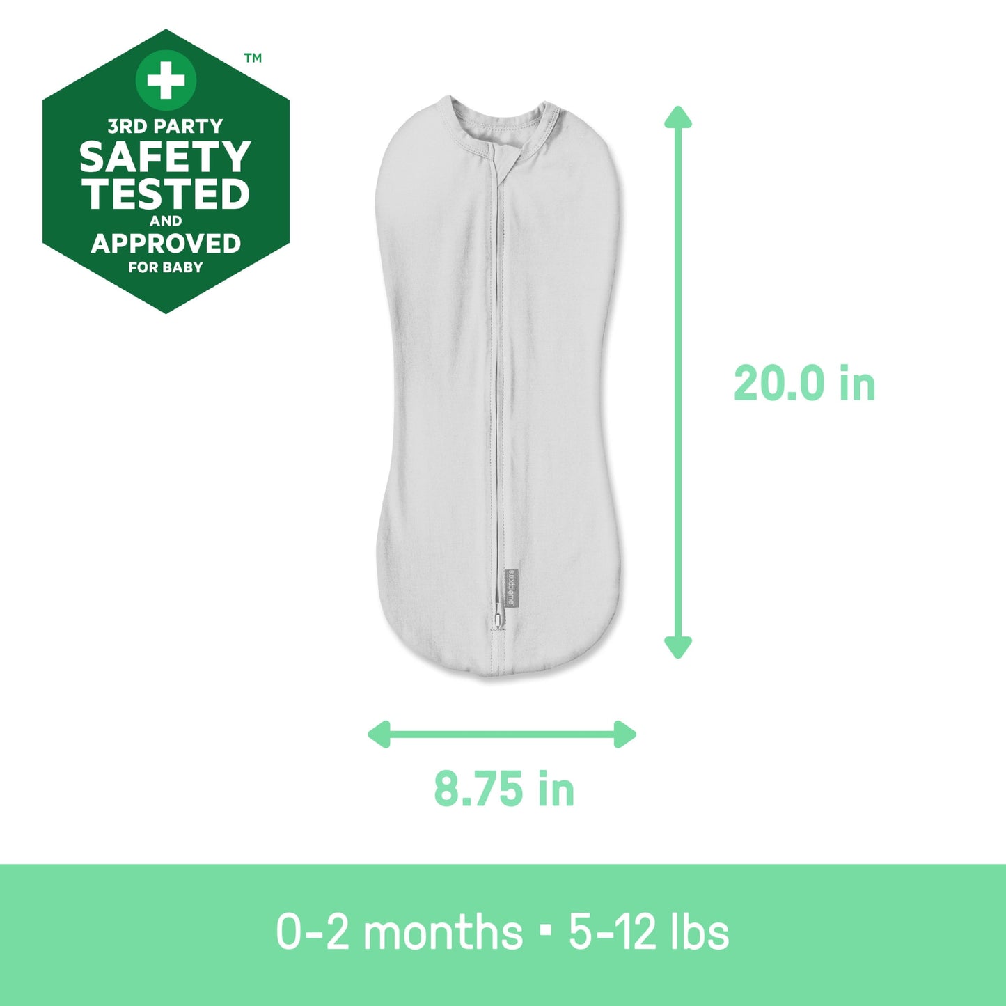 Swaddleme by Pod, Size Newborn, 0-2 Months, 1-Pack - Gray Elephants