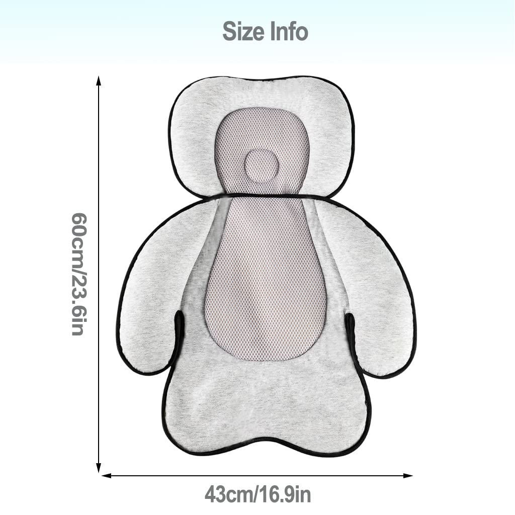 3 in 1 Baby Stroller Seat Cushion, Toddler Car Seat Pad Baby Head Pillow Neck Support Cushion for Newborn and Toddler, Grey