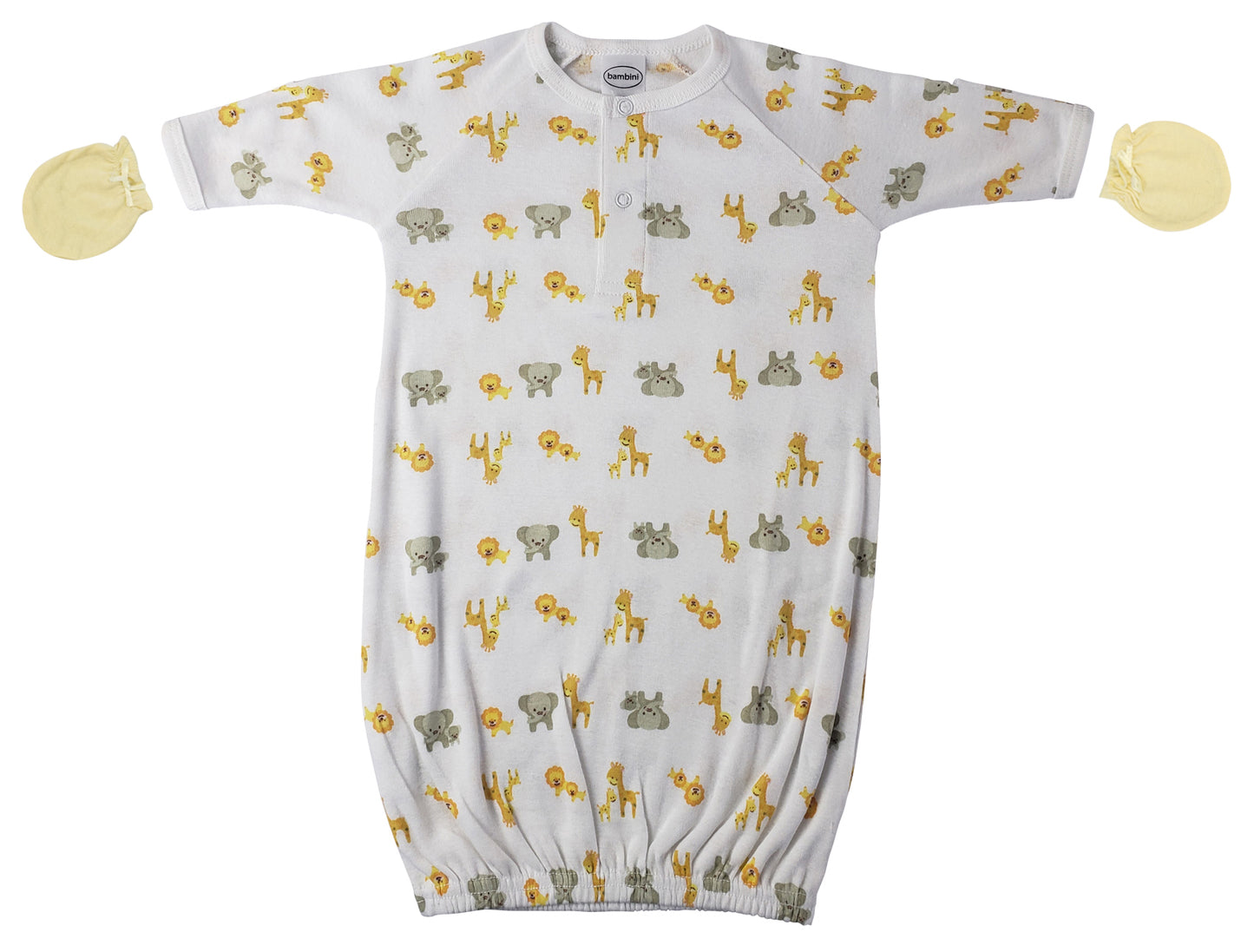 Preemie Baby Boy, Baby Girl, Unisex Printed Gown and Mittens - 2 pc NC_0245