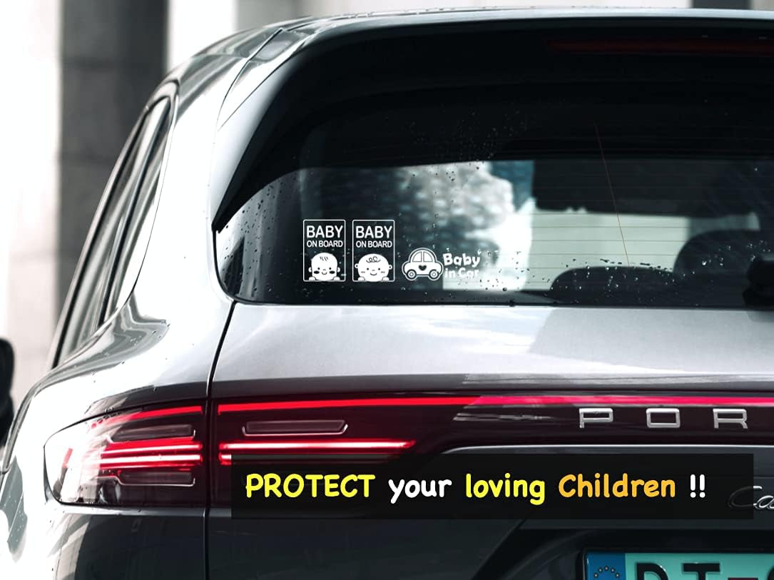 (3 Pcs) Sticker, Baby on Board Sticker for Cars, Safety Baby on Board Sign, Baby Car Sticker, Reflective, Waterproof and UV Resistant Sticker, Baby Shower, Baby Gift, Baby on Board Sticker, Baby on Board Decal, Parent (Reflective White Baby 3-In-1)