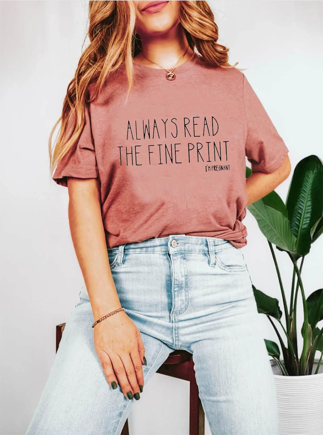 Always Read the Fine Print I'M Pregnancy T-Shirt Women Funny Maternity Shirt Casual Letter Print Graphic Tee Tops