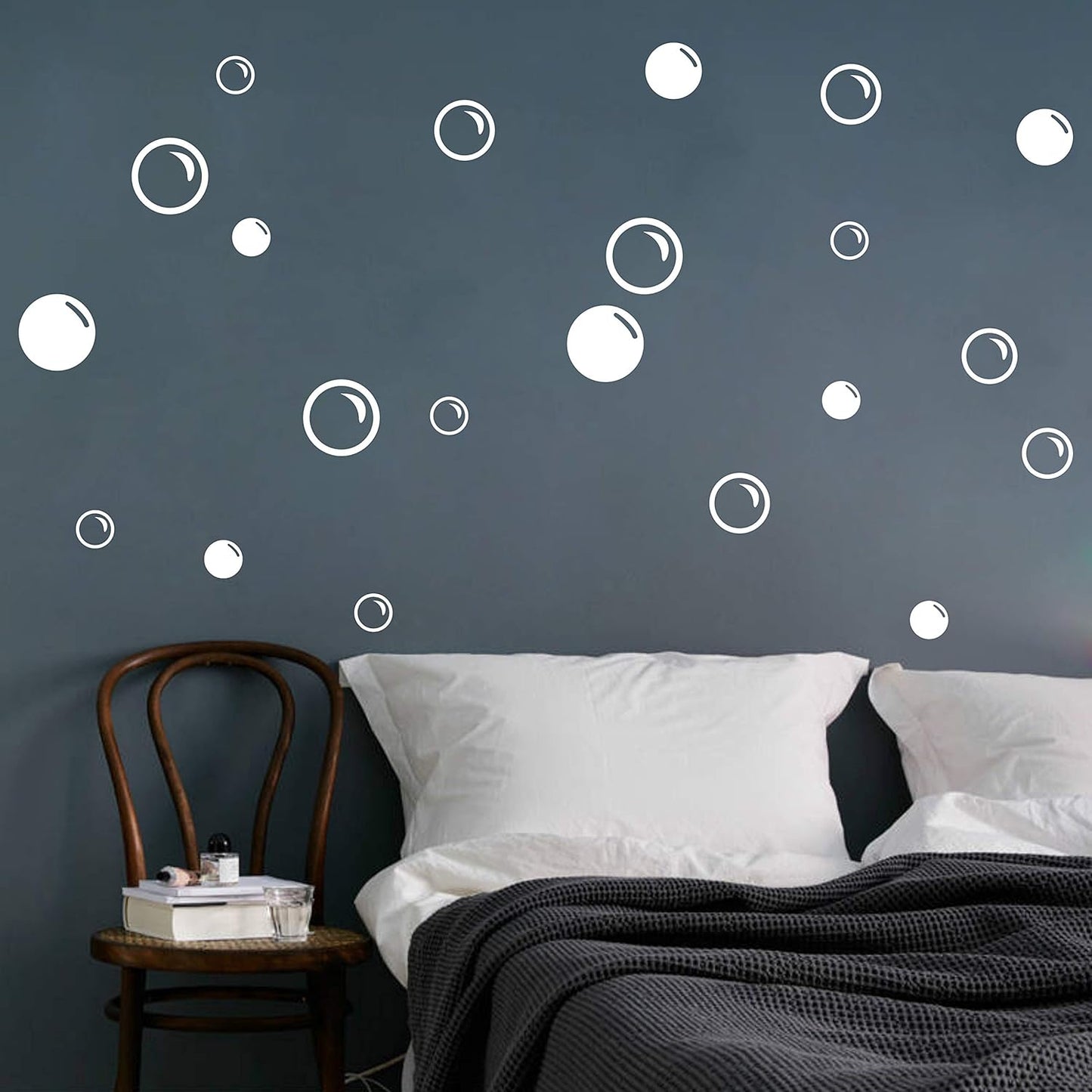 90 Large Soap Bubbles Wall Decals, Bathroom Decals, Wall Art, Vinyl Stivkers for Bathroom, Bedroom, Nursery Decor A35 (White)