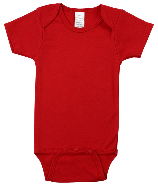 Red Interlock Short Sleeve Bodysuit Onezie 0010.Red