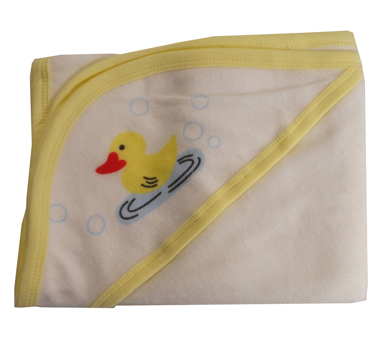 Hooded Towel with Yellow Binding and Screen Prints 021SY