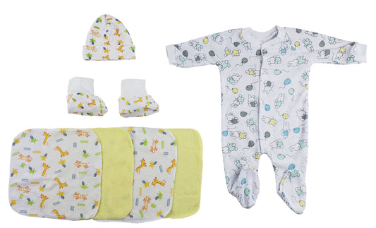 Sleep-n-Play, Cap Booties and Washcloths - 7 pc Set CS_0022