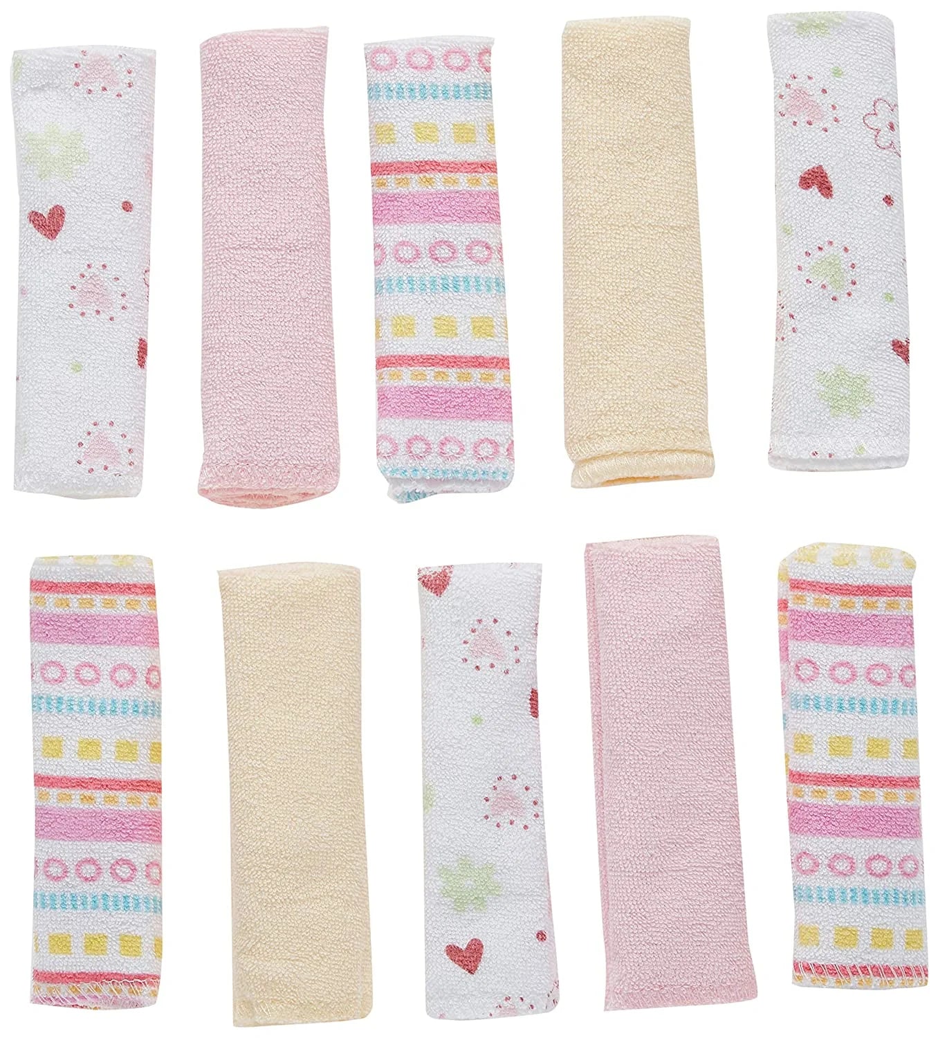 Washcloth Wipes Set for Newborns and Infants, Terry Bathtime Essentials, Pack of 10, Pink Stripes