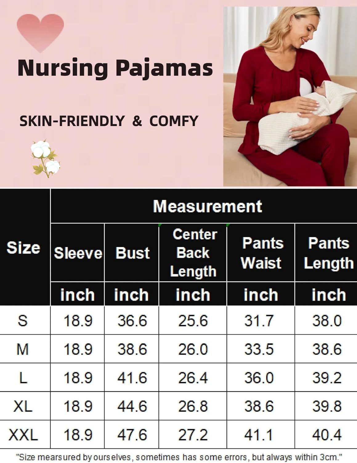 Women'S Maternity Nursing Pajamas Set with Pocket Long Sleeve Soft Pregnancy Breastfeeding Pj Set Floral Printed Purple XXL