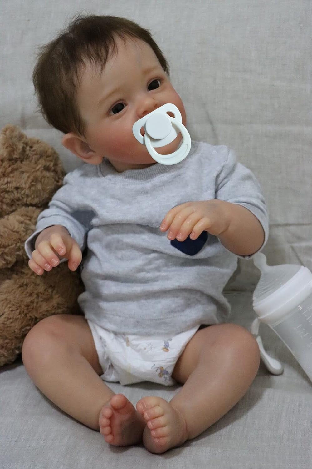 24" Realistic Toddler Reborn Doll Boy - Soft Silicone, Magnetic Pacifier, Weighted, Handmade Birthday Gift for Kids