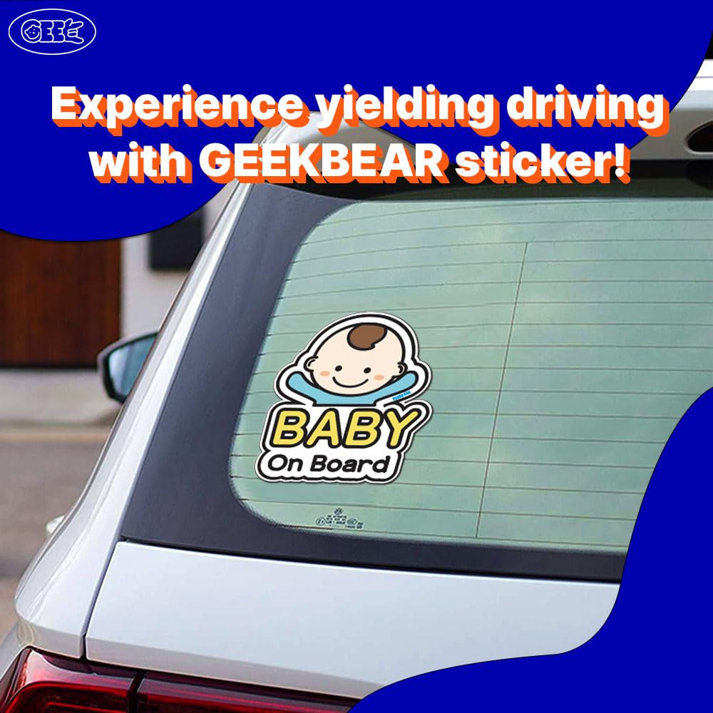 Baby on Board Car Sticker - Character Design, Reflective, Weather-Resistant (01. Basic Boy)