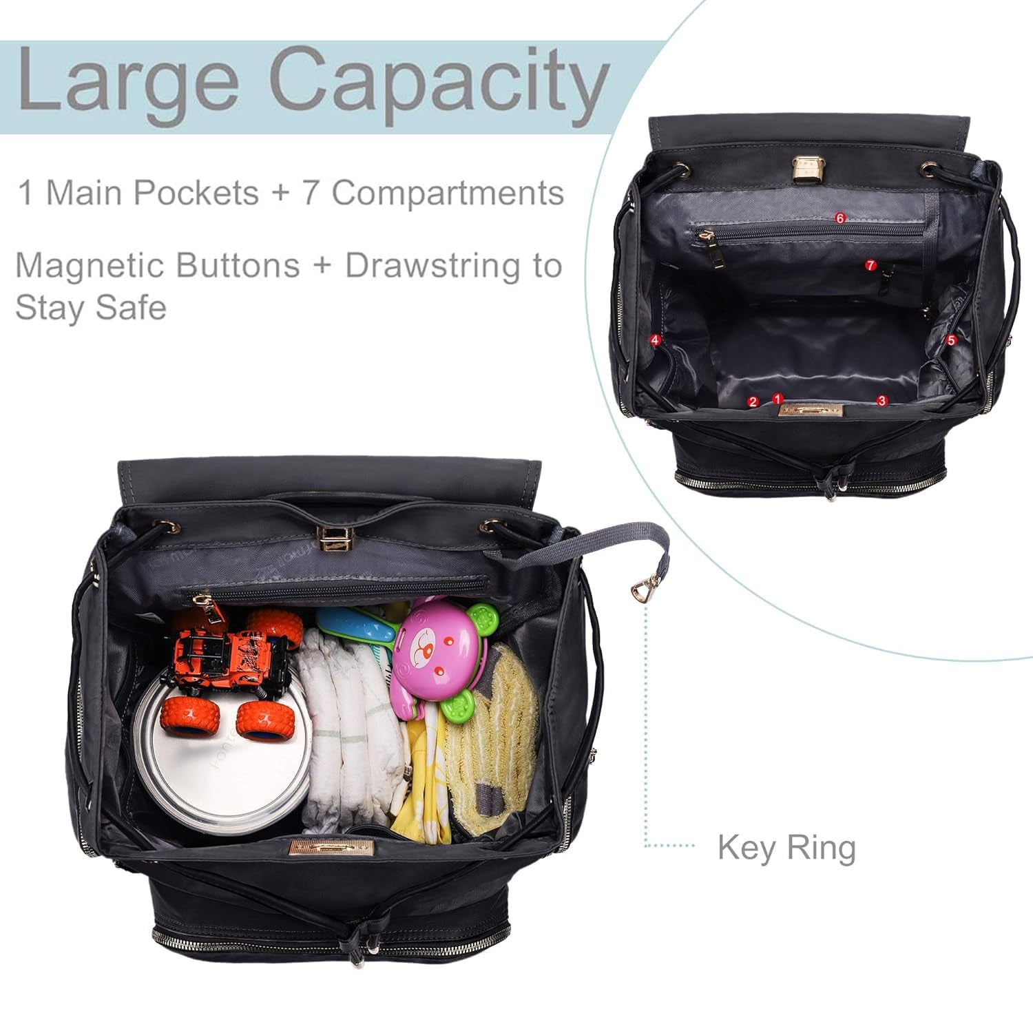 Diaper Backpack Diaper Bag with Stroller Hooks, Pañaleras Para Bebe, Diaper Backpack for Mom