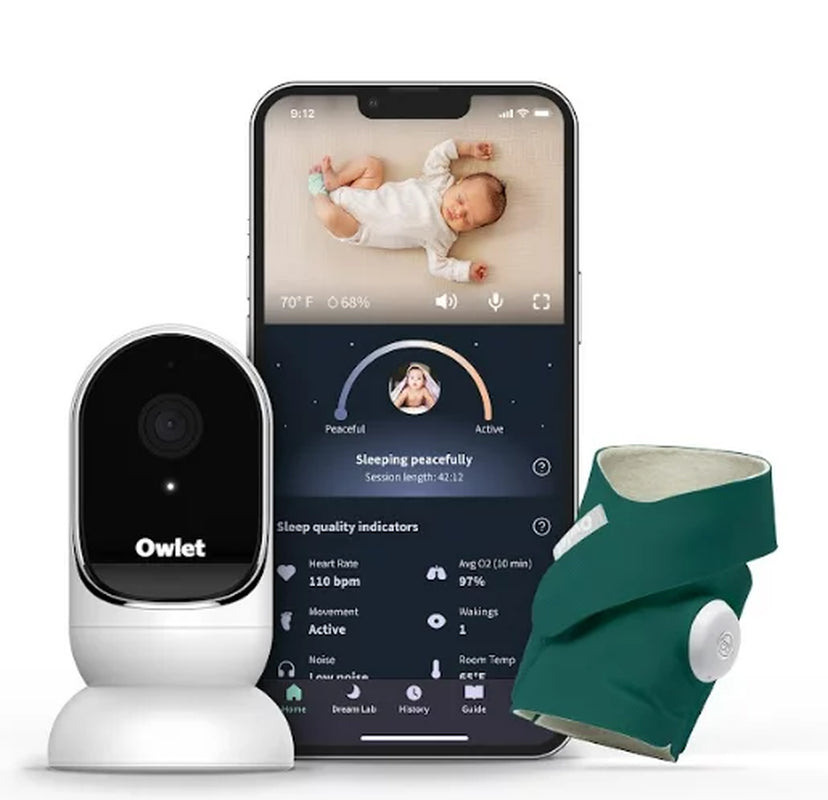 Dream Duo - Smart Portable Video Baby Monitor - HD Video Camera + Sock with Heart Rate, AVG Oxygen Tracker - Deep Sea Green