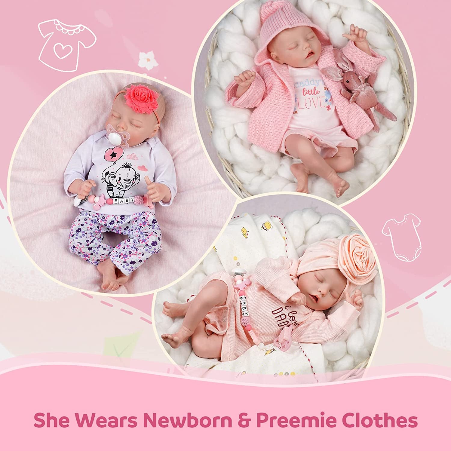 Lifelike Reborn Baby Dolls - 0-3 Months Baby Soft Body Realistic-Newborn Baby Dolls Real Life Baby Dolls with Feeding Kit & Gift Box for Kids Age 3 + or Collection3