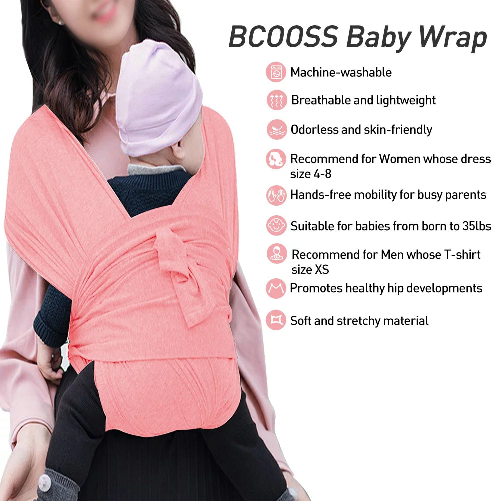 Baby Wrap Carrier for Newborn Stretchy Front and Hip Baby Sling Perfect for Infant to 35 Lbs Toddlers Pink