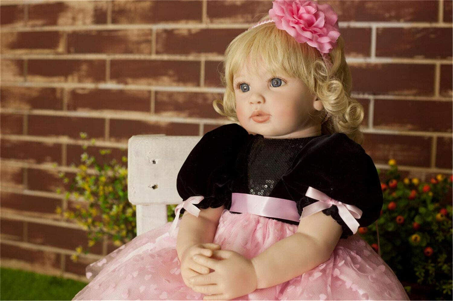 Reborn Baby Dolls Realitic Toddler Girl Silicone Vinyl 24 Inch Lifelike Newborn Toddlers Dolls Real Looking Blonde Hair Princess Girls Toys Weighted Handmade with Accessories Birthday Present