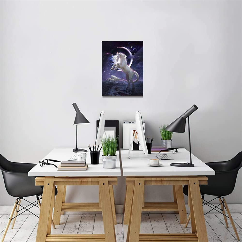 Purple and Pink Unicorn-Wall Art for Girls Bedroom HD Unicorn Moon and Starry Sky Prints Artwork Unicorn-Wall Decor for Nursery Gift to Daughter and Son Unicorn Decor for Wall