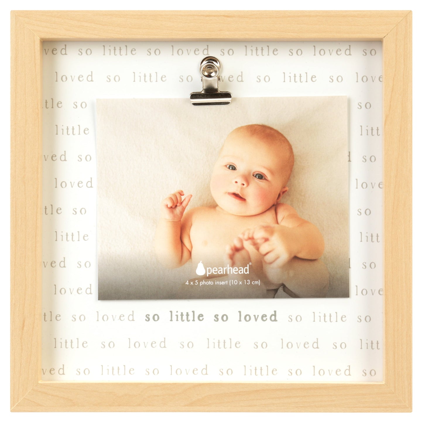 Wooden so Little so Loved Sentiment Clip Frame, Baby Gift