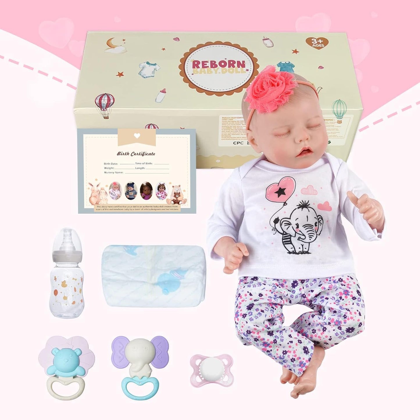 Lifelike Reborn Baby Dolls - 0-3 Months Baby Soft Body Realistic-Newborn Baby Dolls Real Life Baby Dolls with Feeding Kit & Gift Box for Kids Age 3 + or Collection3