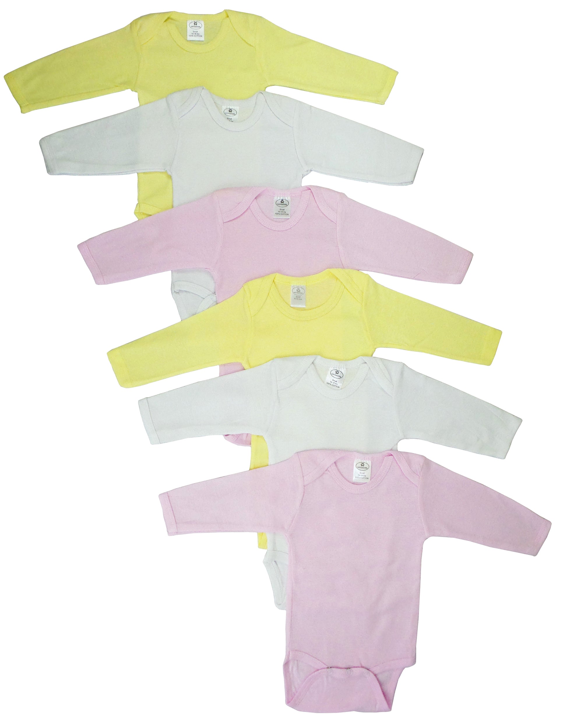 Girls Pastel Long Sleeve Onezie 6 Pack 101_101