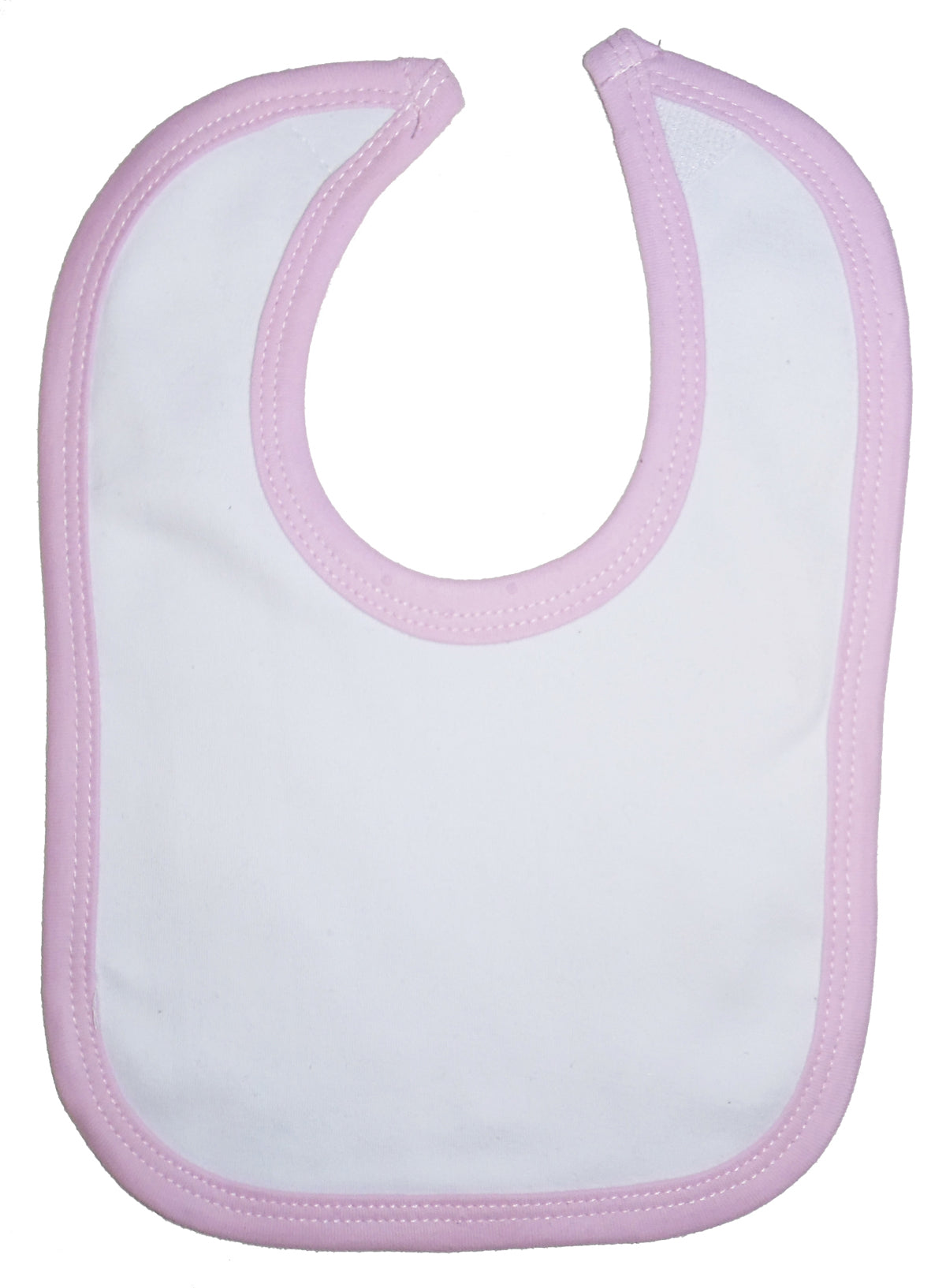 White Interlock Bib Pink Binding 1023WP