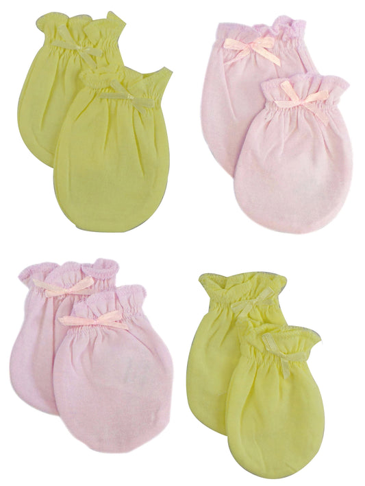 Infant Mittens (Pack of 4) 116-Pink-Yellow-4-Pack