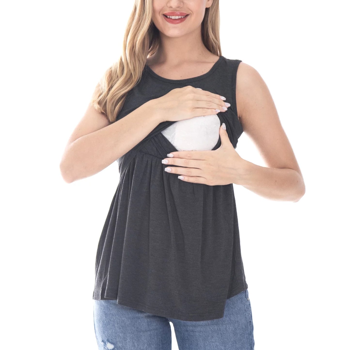 Female Sleeveless Maternity Tank Tops Breastfeeding Nursing Clothes