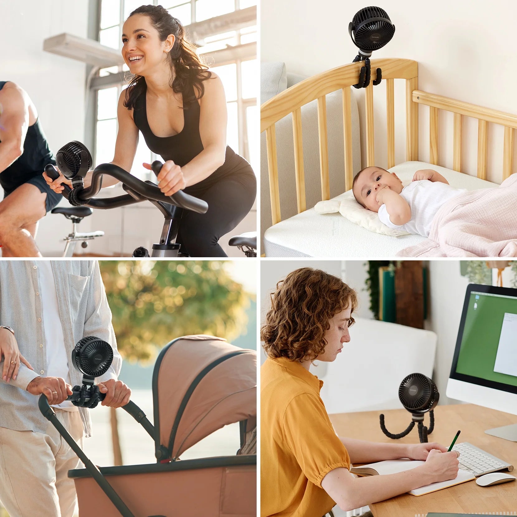 Portable Stroller Fan, USB Rechargeable and Handheld Cooling Fan for Travel, Car Seat, Bedroom