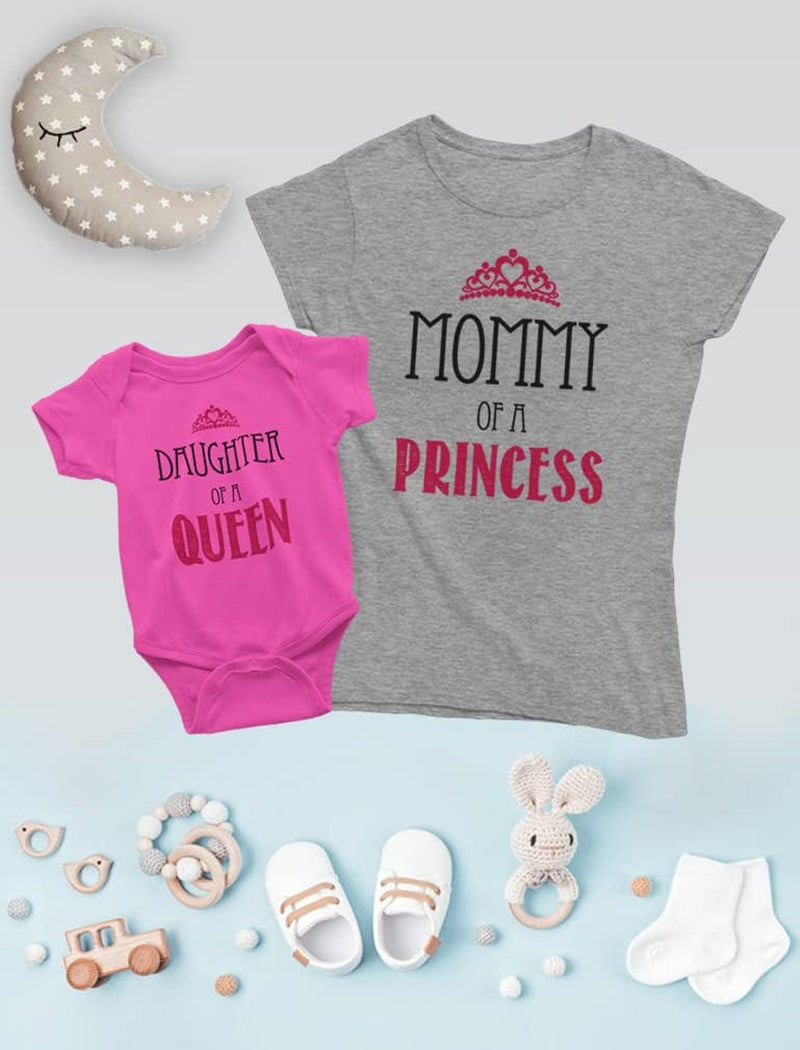 Mom and Daughter Matching Outfits Mommy of a Princess Mother and New Born Baby