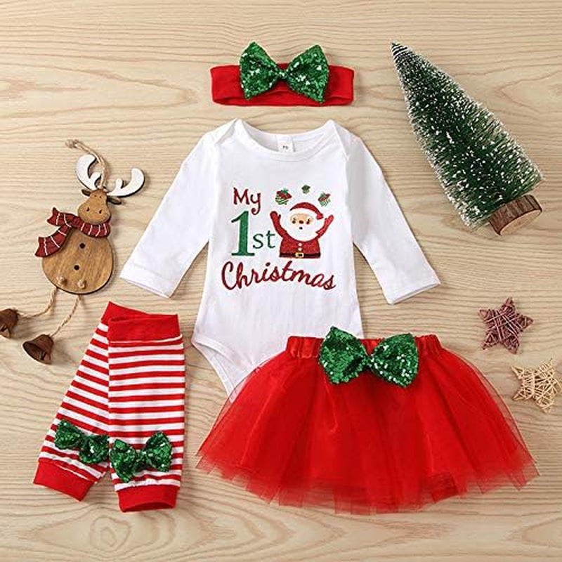 Bodysuit+Tutu Skirt+Leg Warmers+Bow Headband Christmas Outfits Set