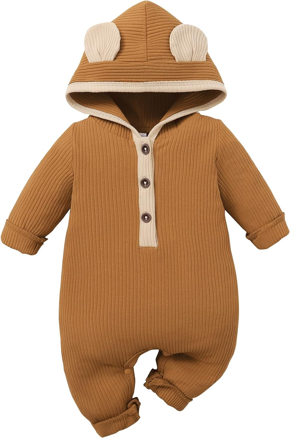 Baby Girl Boy Clothes Newborn Outfit,Infant Baby Romper Cute Bear Ear Hooded Cotton Jumpsuit Long Sleeve Bodysuit