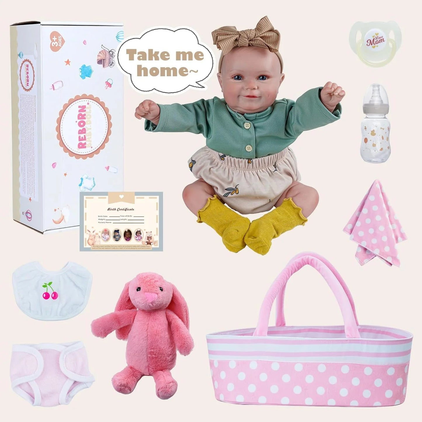 RSG 20 Inch Reborn Baby Dolls, Cute Soft Vinyl Realistic-Newborn Baby Dolls Poseable Real Life Lifelike Baby Dolls with Accessories for 3+ Year Old Girls