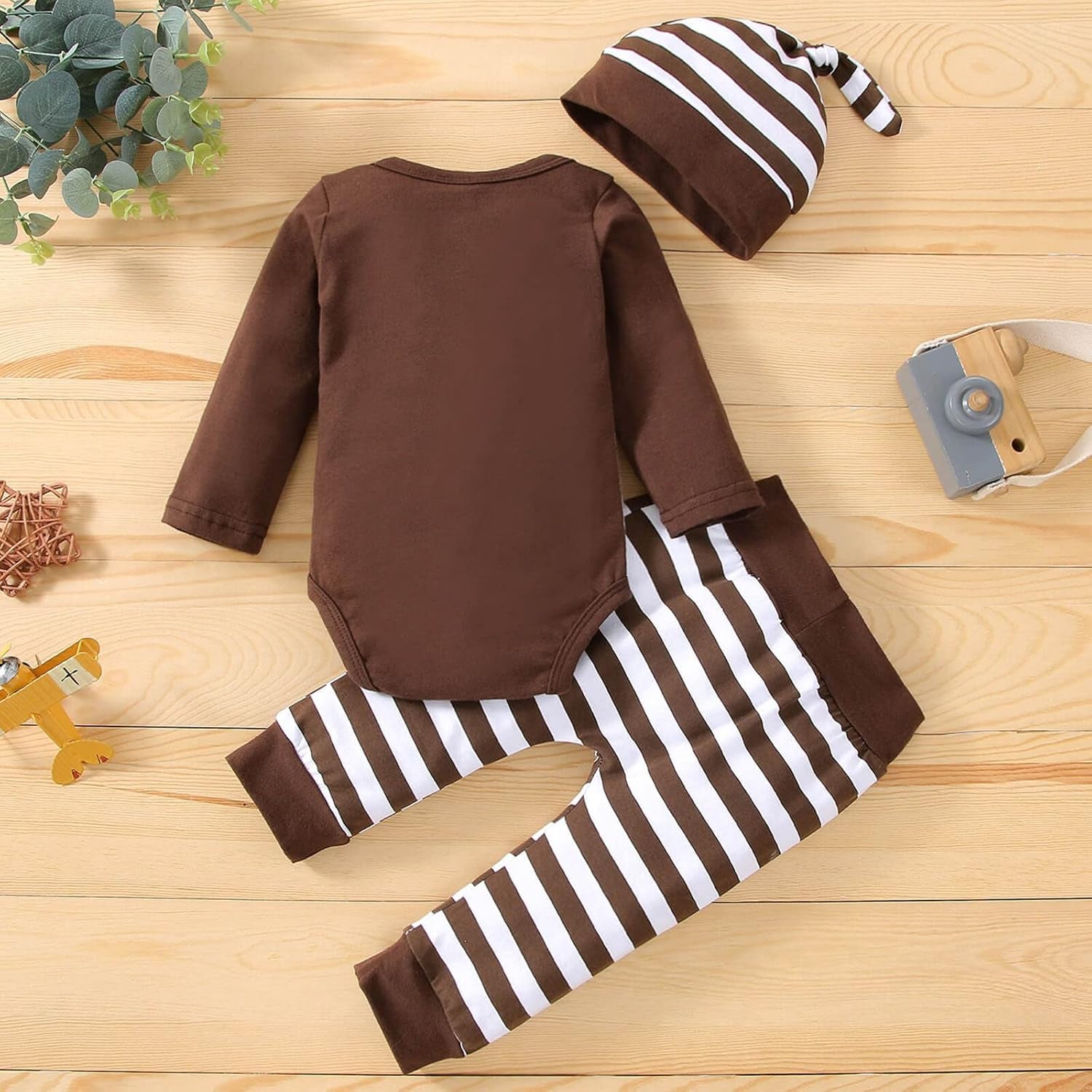 Newborn Infant Baby Boy Girl Thanksgiving Outfits My First Thanksgiving Romper Bodysuits Striped Turkey Pants Clothes Set