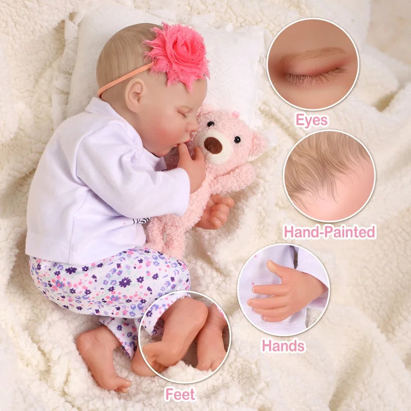 17 Inch Lifelike Reborn Baby Dolls Realistic Newborn Real Life Baby Girl with Accessories for Kids 3+