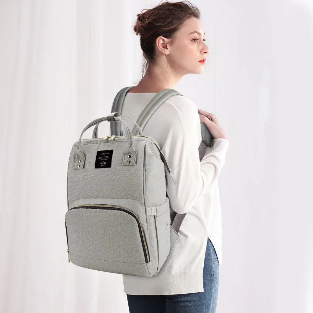 Mummy Maternity Nappy Bag Fashionable and Functional Waterproof Backpack Designed for Maternity Needs and Baby Care, with Ample Capacity for All Your Essentials,Gray