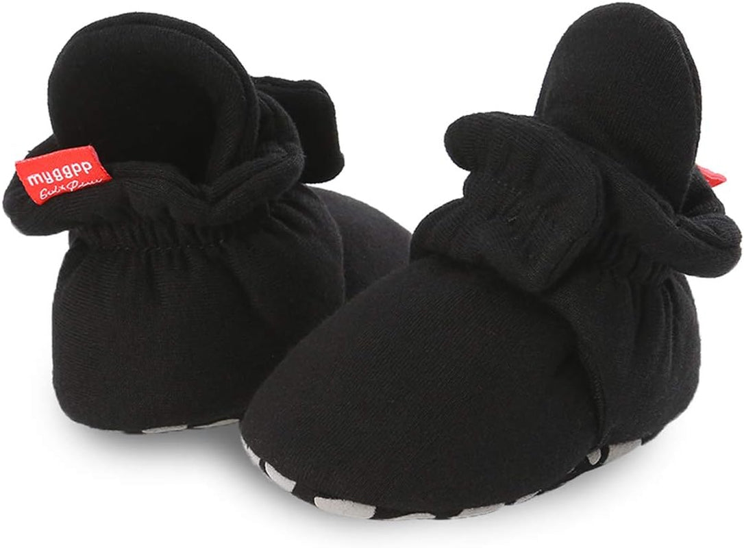 Baby Unisex Booties Warm Fleece Winter Stay on Infant Slipper Socks Boys Girls Soft Non Slip Sole Newborn First Walkers Ankle Crib Shoes