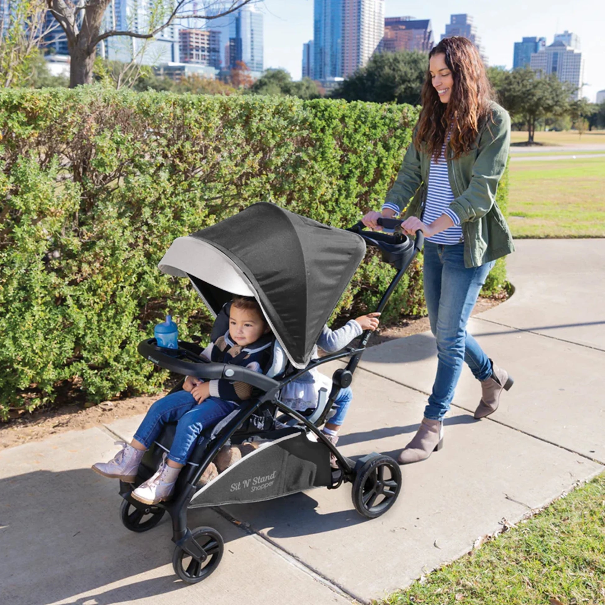 Sit N' Stand 5-In-1 Shopper Stroller W/Canopy & Basket, Magnolia