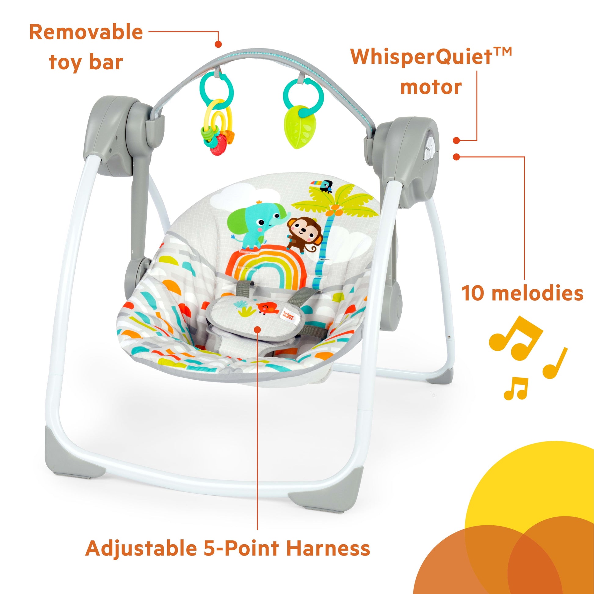 Playful Paradise Portable Compact Baby Swing with Toys, Unisex, Newborn +