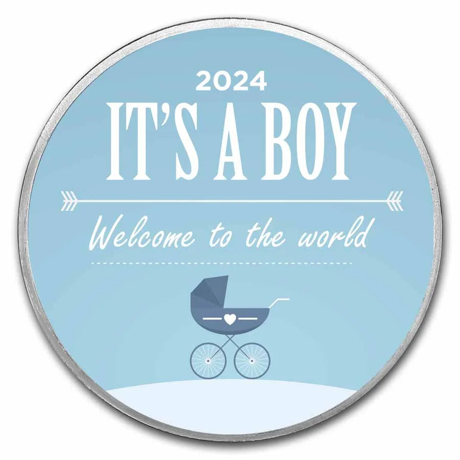 2024 1 Oz Silver Colorized round -  (It'S a Boy, Stroller)