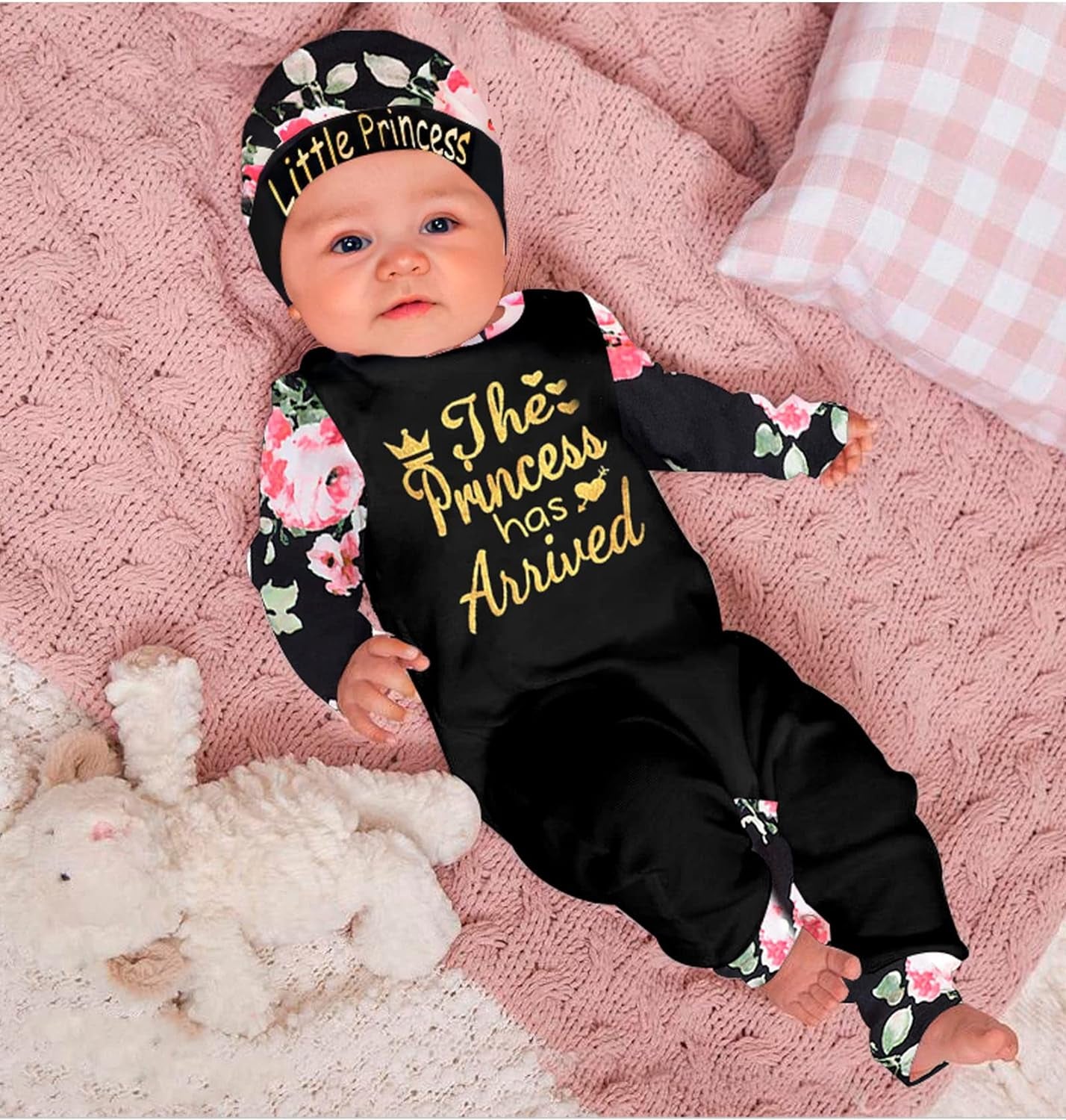 Baby Girl Clothes Cute Floral Infant Newborn Baby Clothes for Girls Letter Print Snap Baby Girl Romper Jumpsuit