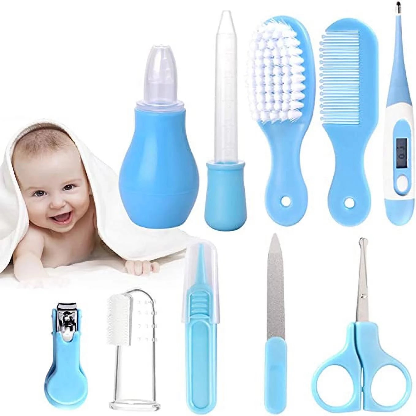 Baby Grooming Kit Newborn, 10 in 1 Baby Grooming and Health Care Kit with Hair Brush,Comb,Nail Clippers and More for Newborn Infant Toddlers Baby Boys Girls