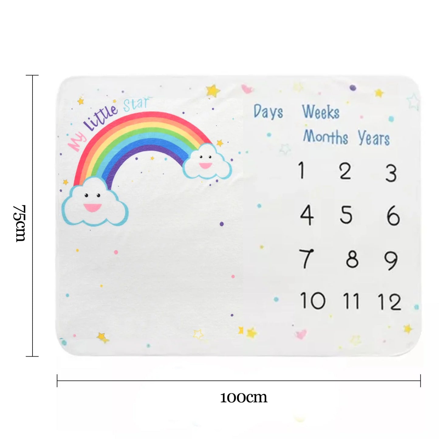 Baby Monthly Milestone Blanket Newborn Vintage Rainbow Picture Flannel Blanket Baby Growth Photography Background Prop for Boys and Girls, 29.5 X 40 Inches