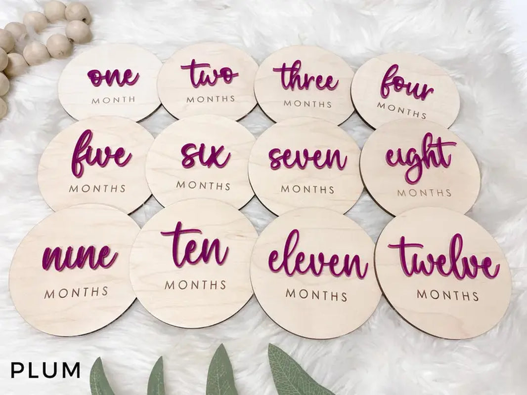 Baby Monthly Milestone Marker, Month Photo Sign Baby, Monthly Wooden Milestone Discs, Baby Shower Gift, Personalized Baby Milestone Acrylic