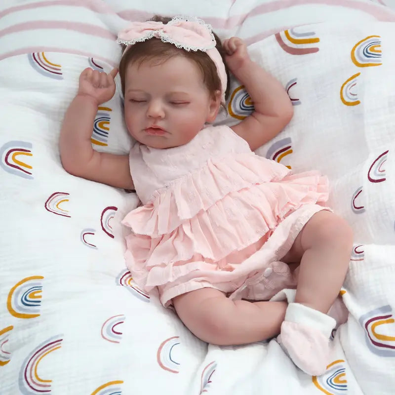 Wooroy Realistic Reborn Baby Doll - Birthday Gift, Girl Gift, Kids Gift, Christmas Gift, Big Sister Gift, Lifelike Baby Doll, 20'' Doris Sleeping Soft Weighted Reborn Doll, Handmade Newborn Baby Doll, Gift Toys for All Ages and Occasions.