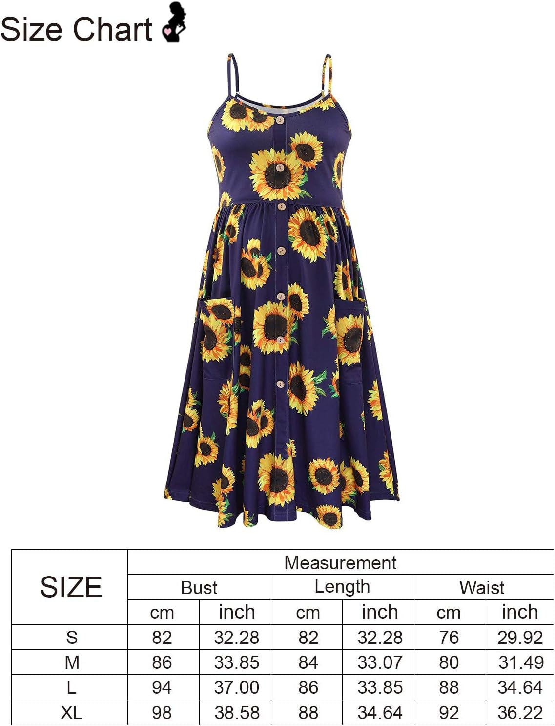 Women'S Maternity Dress Strap Spaghetti Sleeveless Pregnancy Dress Summer (Floral, M)