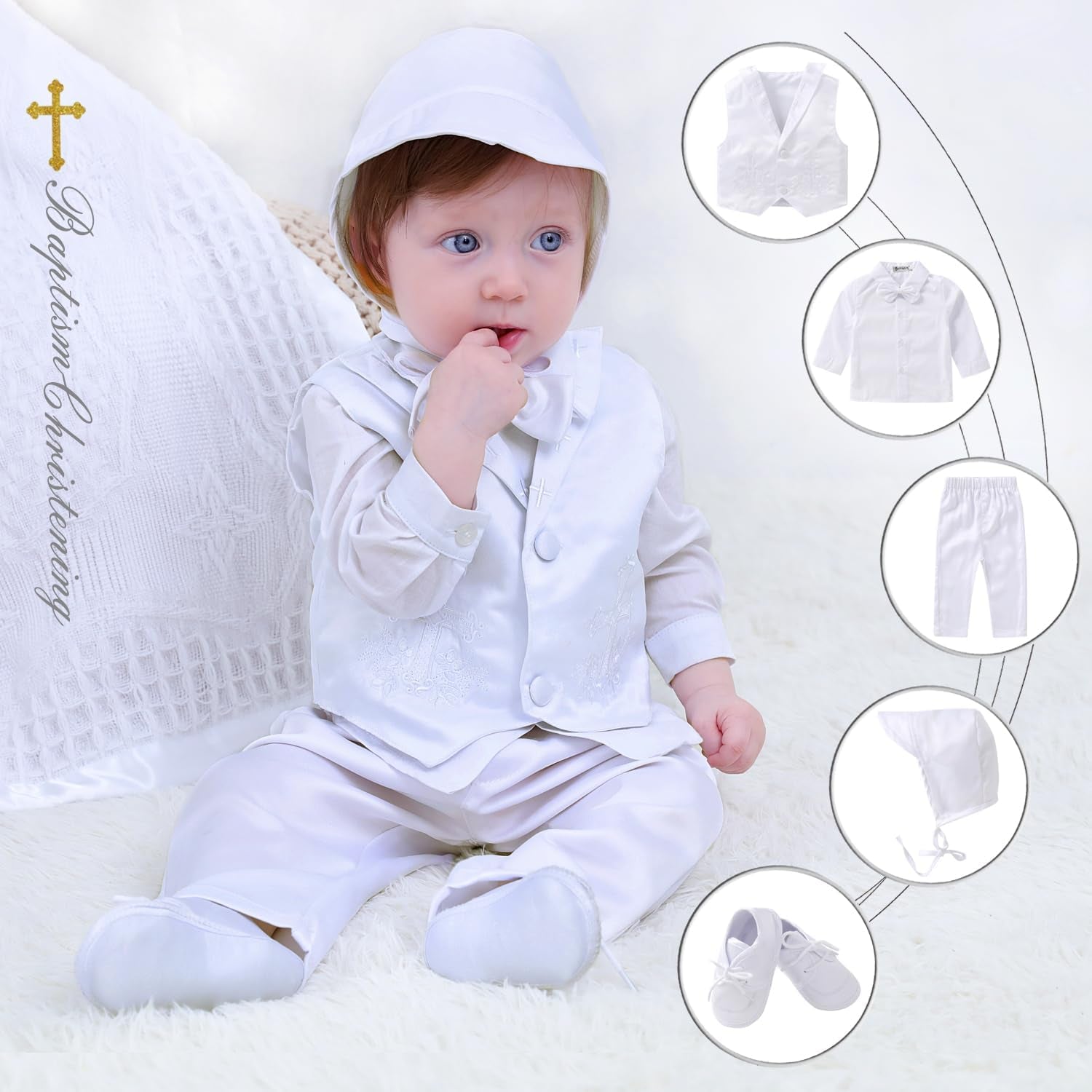 Baptism Outfits for Boys Baby Boy Outfits Christening Gifts White Suits with Dress Shirt Pants