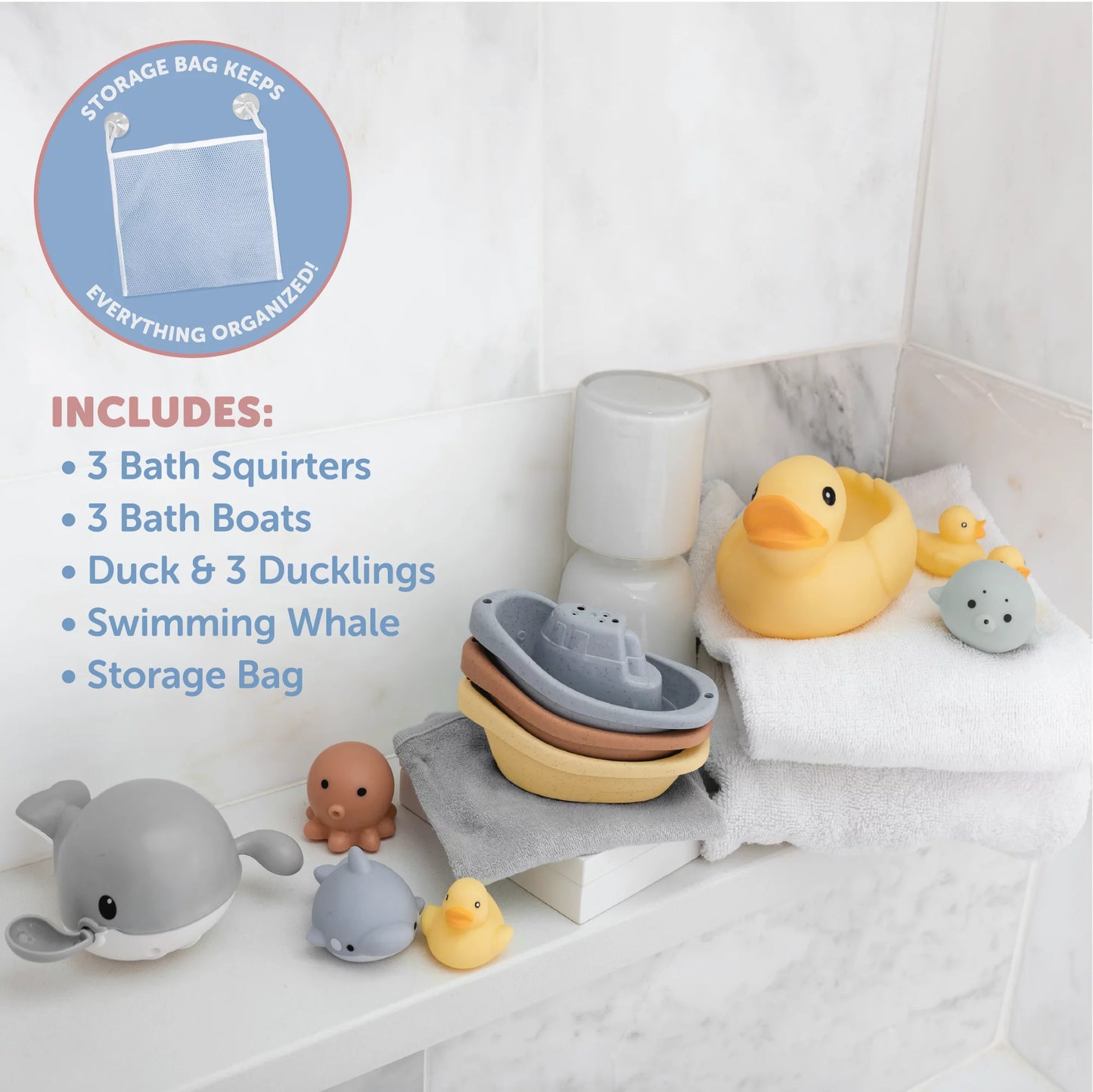 My First Bathtime 12-Piece Gift Set, Bath Toy Favorites with Storage Bag -