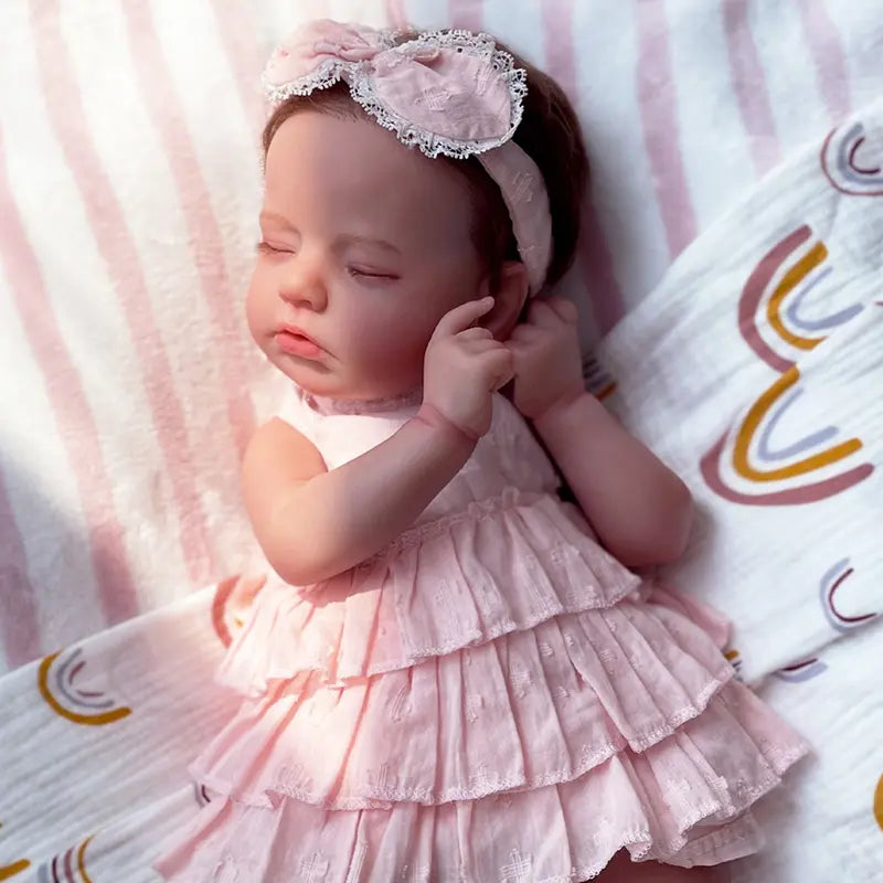 Wooroy Realistic Reborn Baby Doll - Birthday Gift, Girl Gift, Kids Gift, Christmas Gift, Big Sister Gift, Lifelike Baby Doll, 20'' Doris Sleeping Soft Weighted Reborn Doll, Handmade Newborn Baby Doll, Gift Toys for All Ages and Occasions.