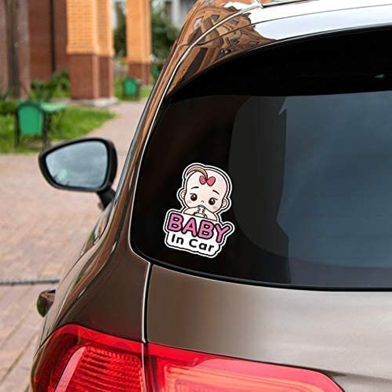 2 Pcs Baby in Car Stickers Sign and Decal for Girl, Baby Car Sticker, Removable Safety Sticker Notice Board, Cute Baby Window Car Sticker, on Board Stickers (Girl Style)