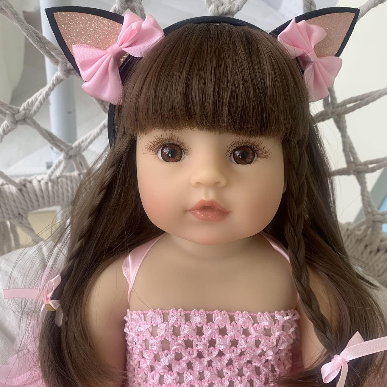 22 Inch 55CM Realistic Sweet Face Real Baby Size Reborn Toddler Newborn Girl Doll Crafted in Silicone Vinyl Full Body Children Birthday