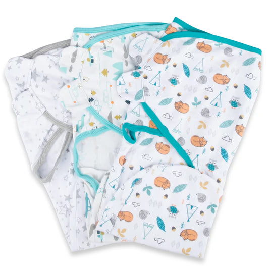 Swaddle Blankets for Boys Girls Swaddle Wrap 0-12 Months 3-Way Adjustable Cotton Sleepsack 3 Pcs